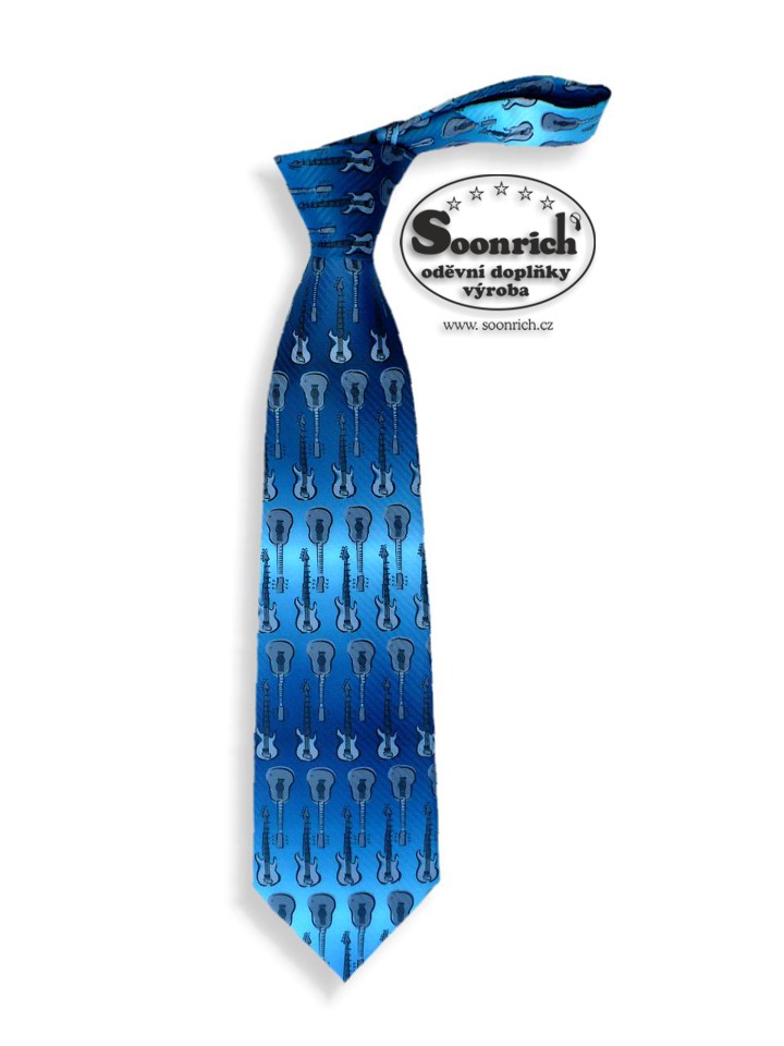 kravata modr kytara