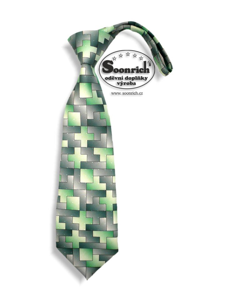 kravata zelen tetris